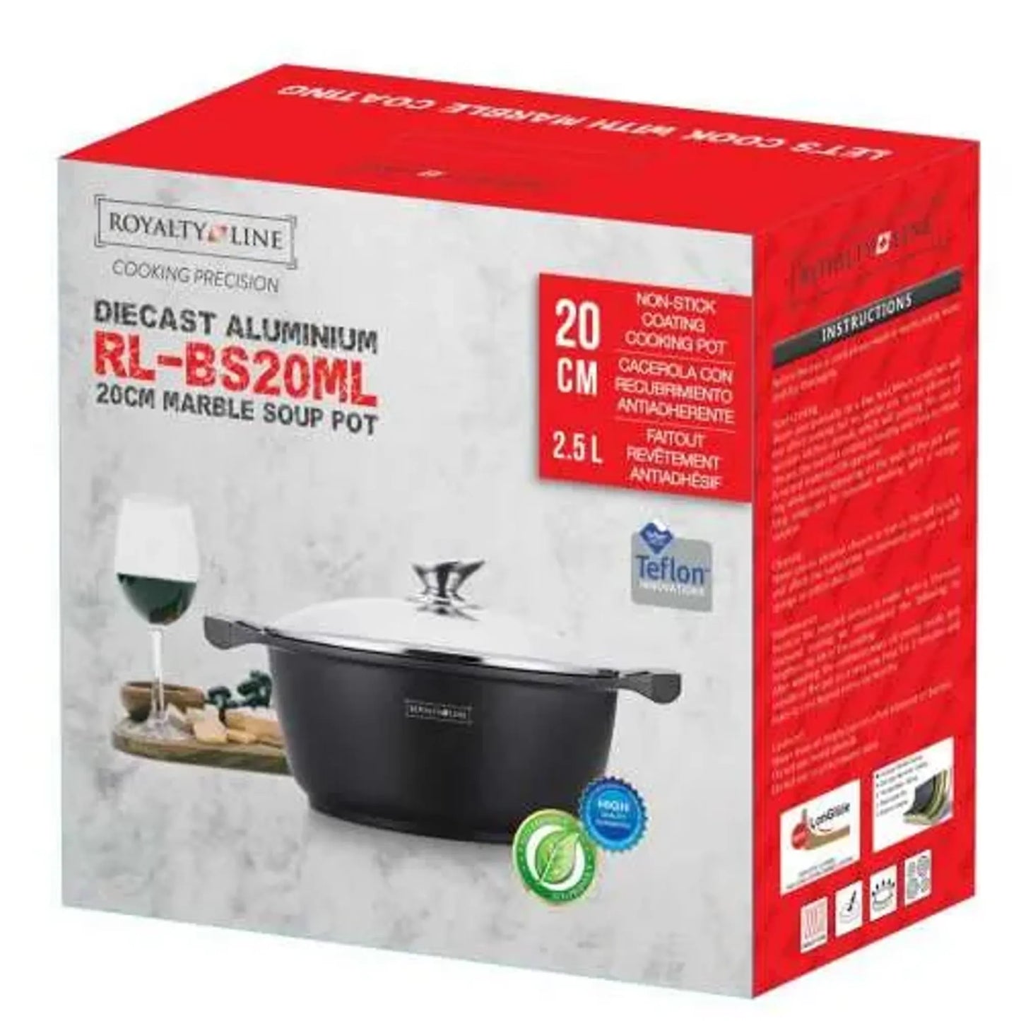 Royalty Line® Márvány Bevonatú Főzőedény és Lábas – 44 cm, RL-BS44M