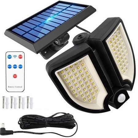 90LED-es forgatható mozgásérzékelős napelemes lámpa távirányítóval