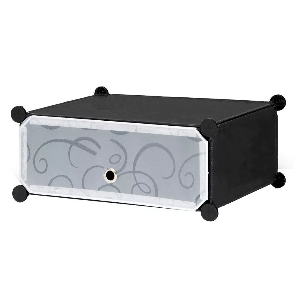 Műanyag elemes cipőtároló szekrény, több színben-fekete