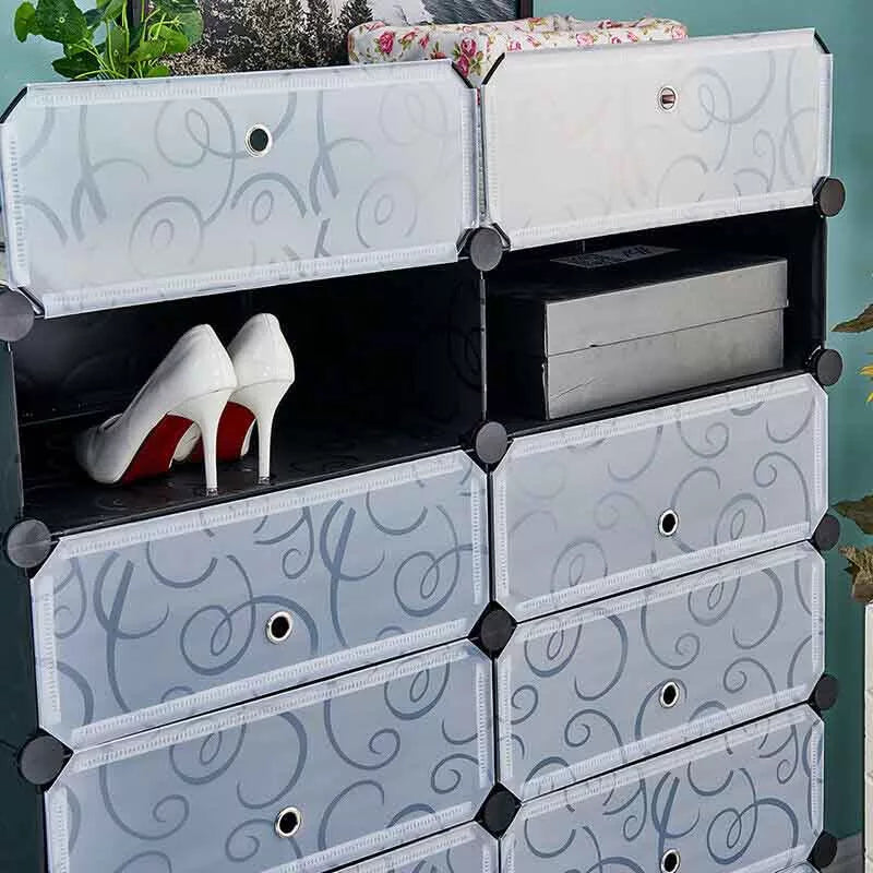 Műanyag elemes cipőtároló szekrény, több színben-fekete