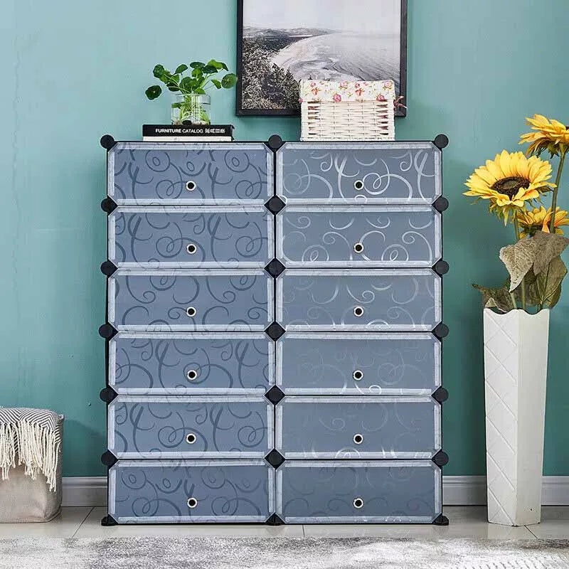 Műanyag elemes cipőtároló szekrény, több színben-fekete