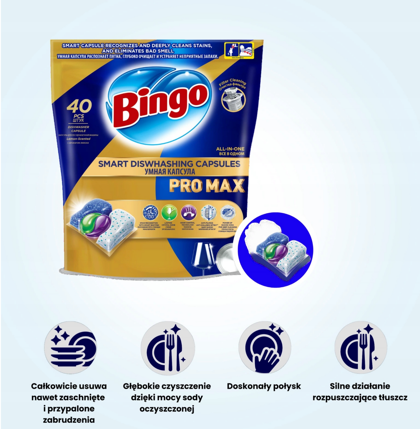 BINGO PRO MAX ALL-IN-ONE mosogatógép tabletták - többféle kiszerelés