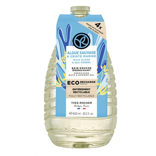 Yves Rocher -Újratölthető Hab- és tusfürdő – Vad alga & tengeri édeskömény 600ml