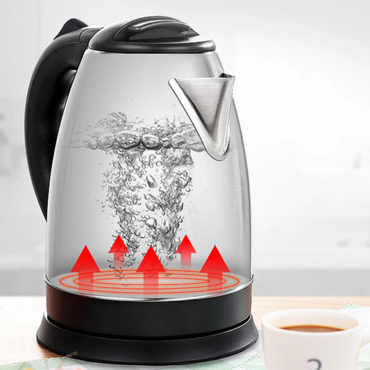 Rozsdamentes acél vízforraló, 1500W, 2 literes, automatikus kikapcsolás, ezüst/fekete színben