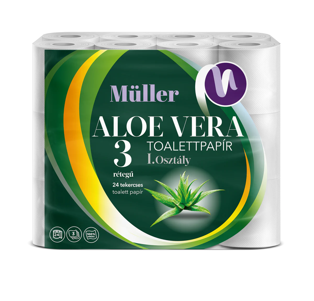 Csomag: 3X Müller Aloe Vera 3 Rétegű Wc Papír XXL 24 Tekercs