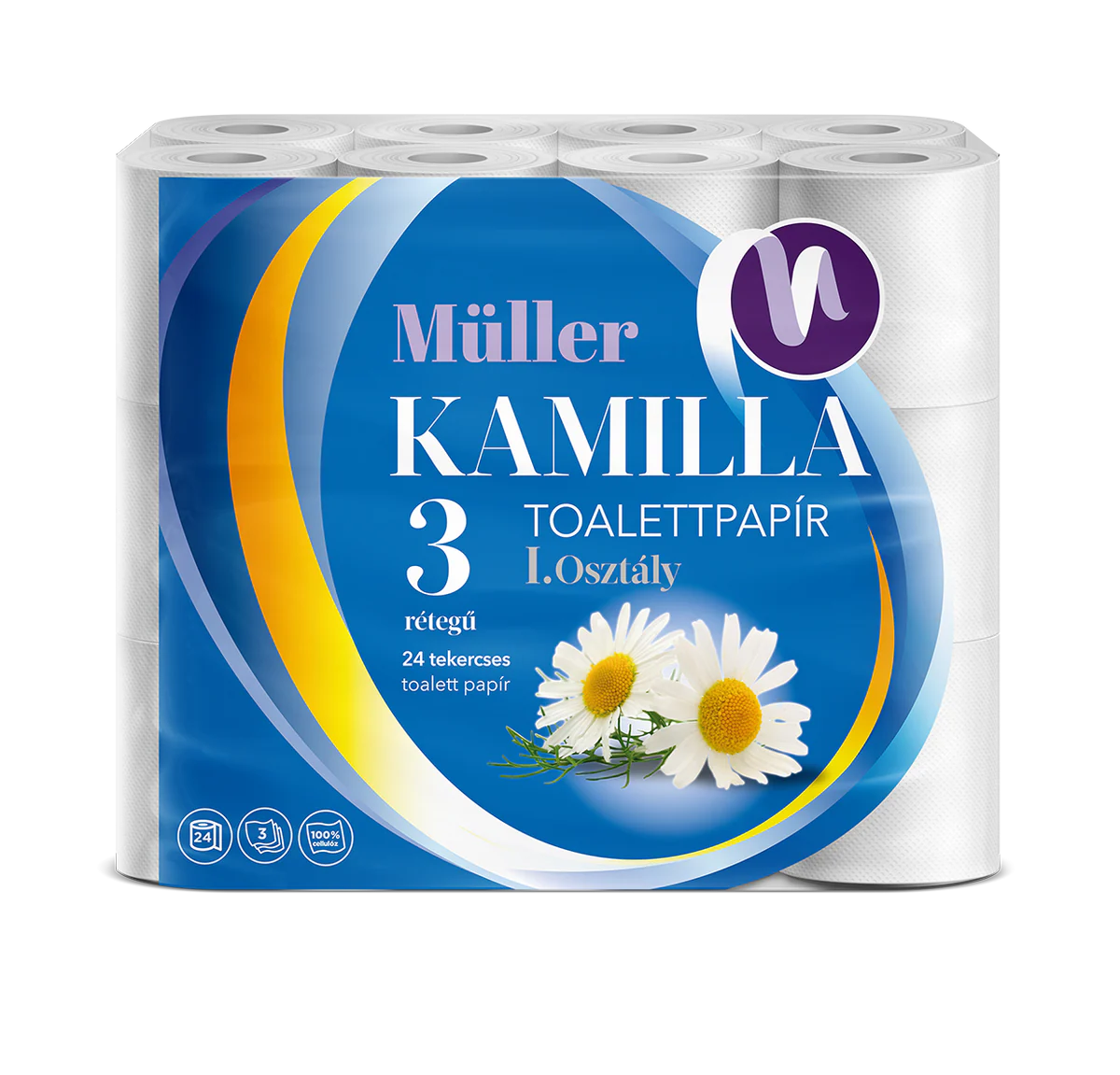 Csomag:3X Müller Kamilla 3 Rétegű Wc Papír XXL 24 Tekercs