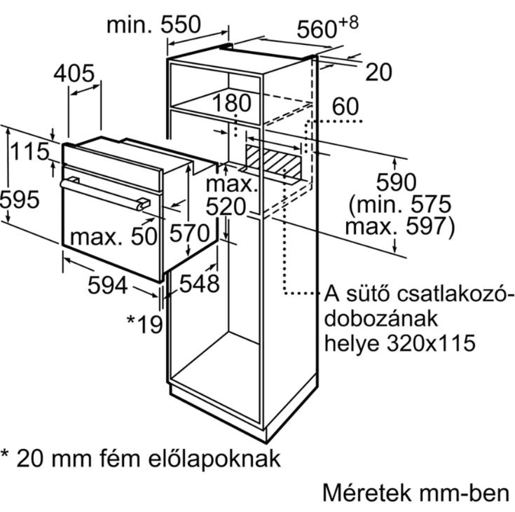 Bosch Serie 2 HBF133BR0 sütő 66 L A Fekete, Rozsdamentes acél