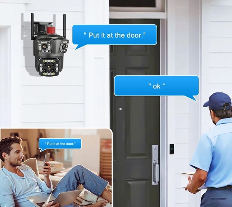 Háromszoros megfigyelő kamera - Wifi Smart - 360 fokos elforgatás - mozgásérzékelő - KE24-342