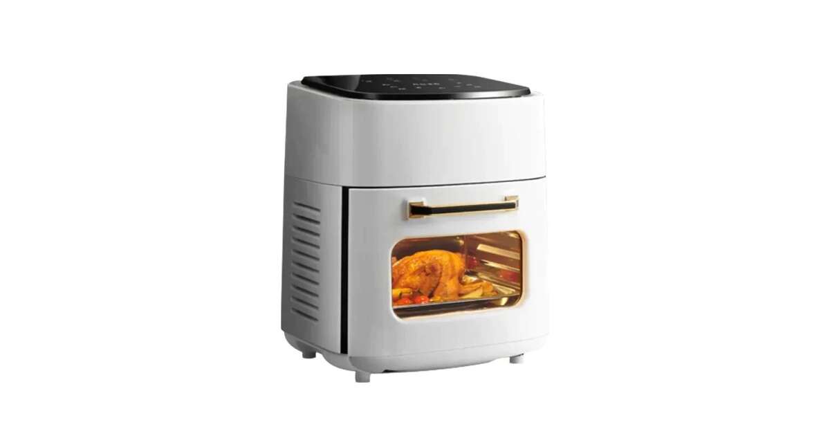 KIMIYO 15 literes forrólevegős, olajmentes légkeveréses sütő, 2400 W, JD-989, LCD kijelző, Fehér