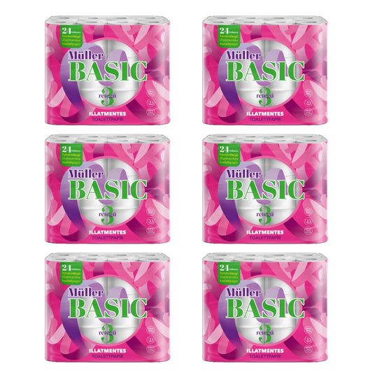 Csomag:6x Müller Basic 3 Rétegű Wc Papír XXL 24 Tekercs