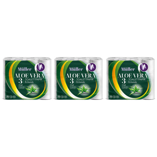 Csomag: 3X Müller Aloe Vera 3 Rétegű Wc Papír XXL 24 Tekercs