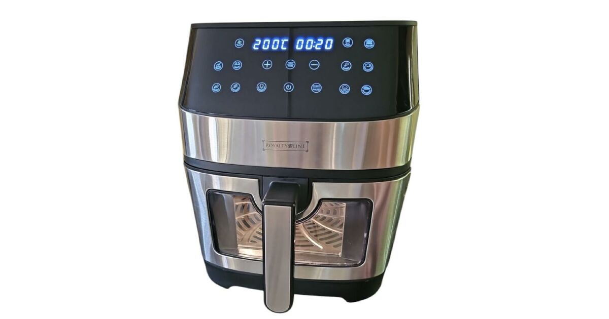 Royalty Line betekintőablakos forrólevegős sütő, Air Fryer, 8 literes, 1700w, fekete