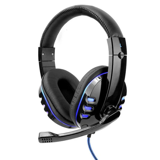 Gamer audio fejhallgató LED-del, forgatható mikrofonnal, fekete