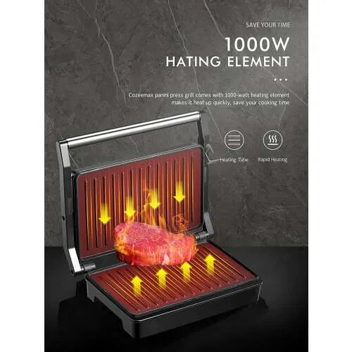 Royalty Line® PM1000 Tosti Készülék - Panini Grill - 1000W - Piros