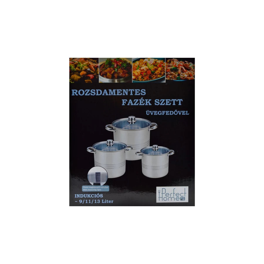 Perfect Home Rozsdamentes edénykészlet / fazék szett üvegfedővel 11856