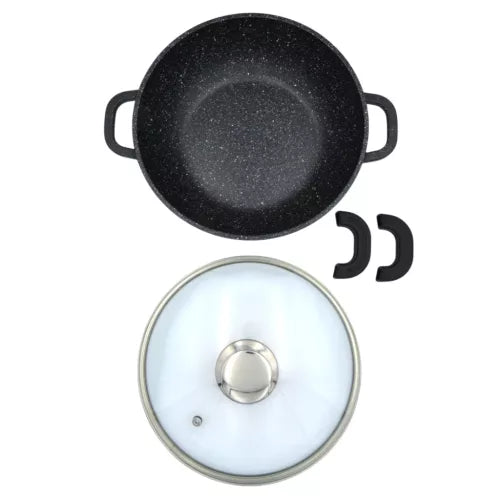 Főzőedény szeletsütő üveg fedővel márvány bevonat 24cm RL-BR24MG