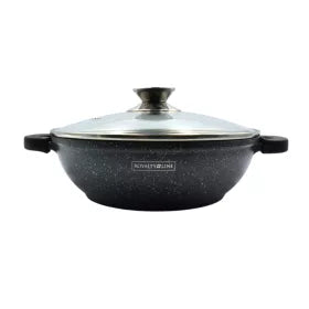 Főzőedény szeletsütő üveg fedővel márvány bevonat 24cm RL-BR24MG