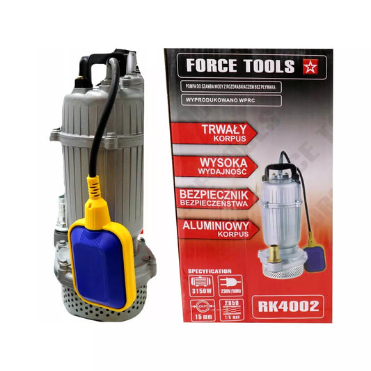 Force Tools alumínium úszókapcsolós szennyvíz szivattyú 3150 W 2850l/h
