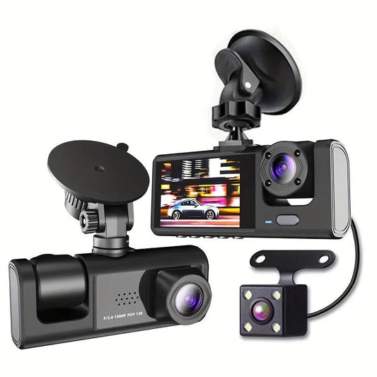 Hármas FullHD autókamera, 3 kamera - elöl/hátul/belső, 2"-os képernyő, G-szenzor