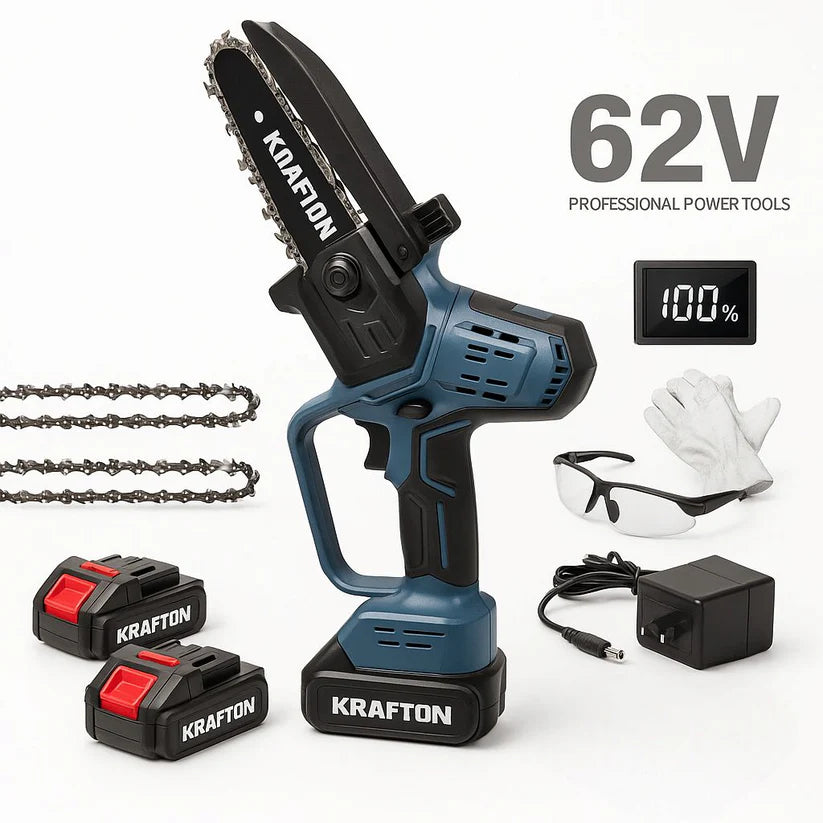 Krafton Akkumulátoros mini láncfűrész 2 db 62 V / 4000 mAh akku KF-0062
