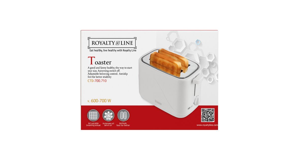 Royalty Line Kenyérpirító - 2 Szeletes, 700 W, Fehér