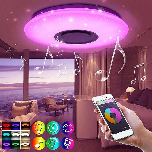 Smart Lamp - Intelligens RGBW mennyezeti lámpa Bluetooth hangszóróval, 3000-6500K